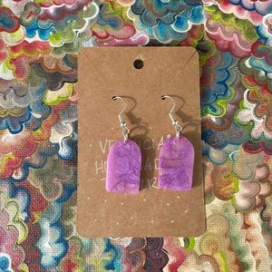 Purple marbled handmade earrings